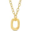 Zales Rounded Rectangular Sculpted Oval Pendant In Hollow 14K Gold 17" Necklaces