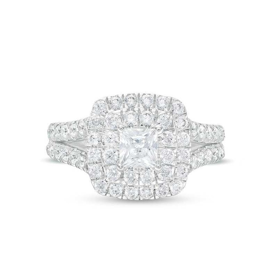 Zales 2 Ct. T.W. Certified Princess-Cut Lab-Created Diamond Double Frame Engagement Ring In 14K White Gold (F/Vs2) Rings