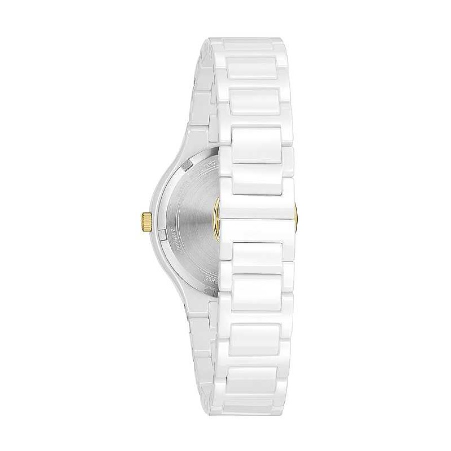 Bulova Ladies' Bulova Modern Millenia Diamond Accent Two-Tone Ceramic Watch With Mother-Of-Pearl Dial (Model: 98R292) Watches