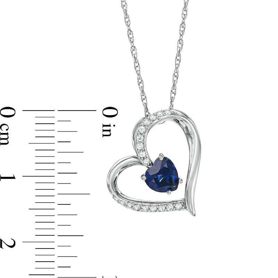 Zales 6.0Mm Heart-Shaped Lab-Created Blue And White Sapphire Heart Pendant In Sterling Silver Necklaces