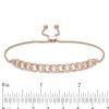 Zales 1/4 Ct. T.W. Diamond Interlocking Curb Link Bolo Bracelet In 10K Rose Gold - 9.5" Bracelets