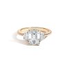 Zales Zales X Shahla Certified Emerald Lab-Created Center Diamond 2-1/3 Ct. T.W. Arch Three Stone Engagement Ring In 14K Gold Rings