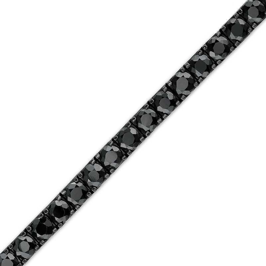 Zales Vera Wang Men 3.0Mm Black Spinel Tennis Bracelet In Sterling Silver With Black Ruthenium Bracelets