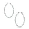 Zales 1.8 X 30Mm Square Twist Hoop Earrings In 14K White Gold Earrings