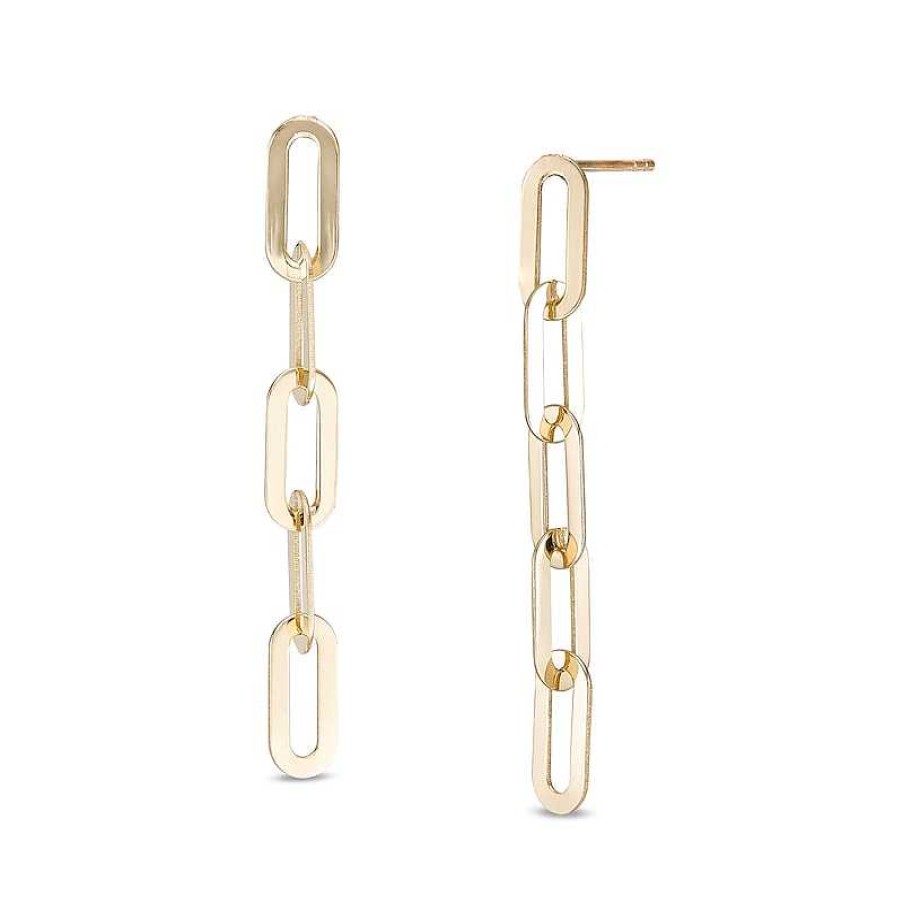 Zales Paper Clip Link Linear Drop Earrings In 10K Gold Earrings