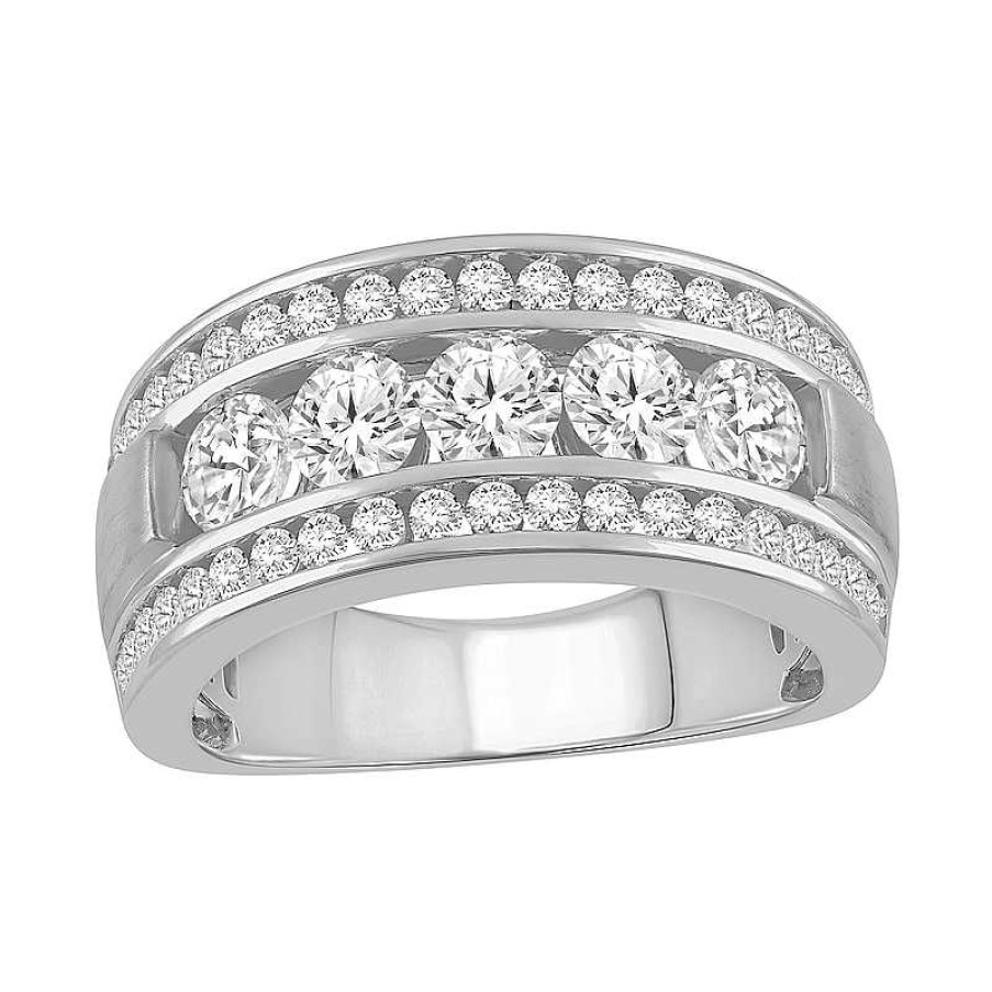 Zales Men'S 2 Ct. T.W.Certified Lab-Created Diamond Band In 14K White Gold (F/Vs2) Rings