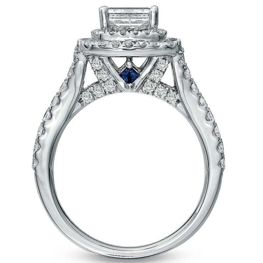 Zales Vera Wang Love Collection 2-1/5 Ct. T.W. Princess-Cut Diamond Frame Split Shank Engagement Ring In 14K White Gold Rings