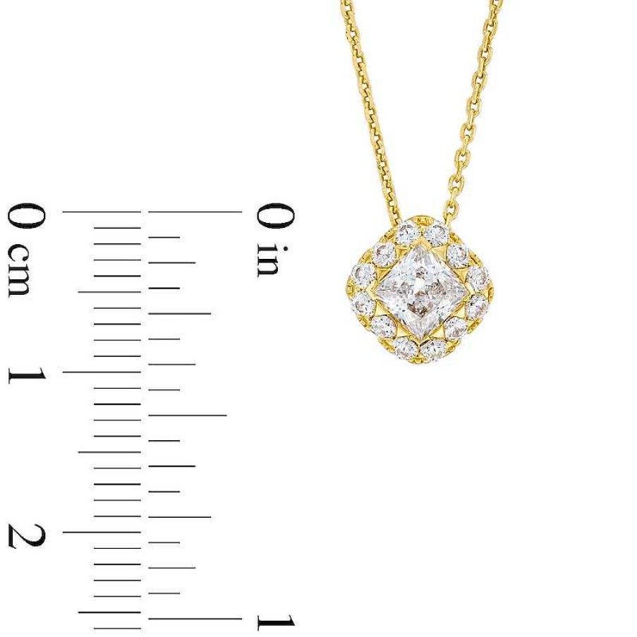 Zales 3/4 Ct. T.W. Princess-Cut Diamond Tilted Cushion Frame Pendant In 14K Gold Necklaces