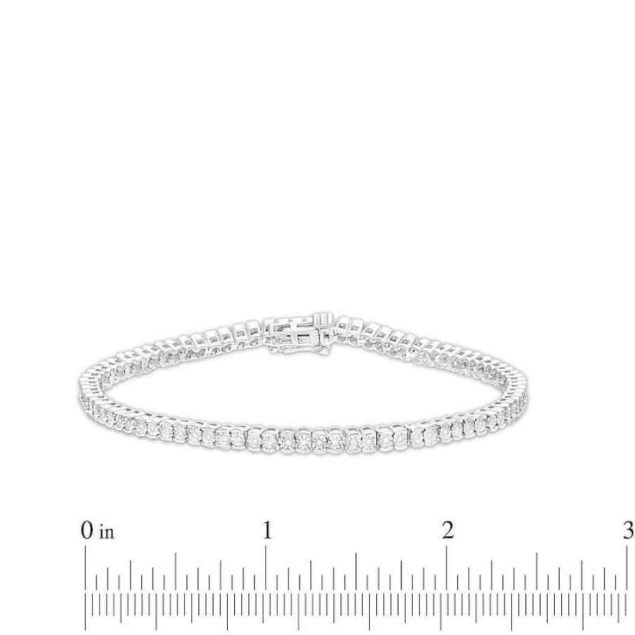 Zales 1/4 Ct. T.W. Diamond Illusion Tennis Bracelet In Sterling Silver - 7.25" Bracelets