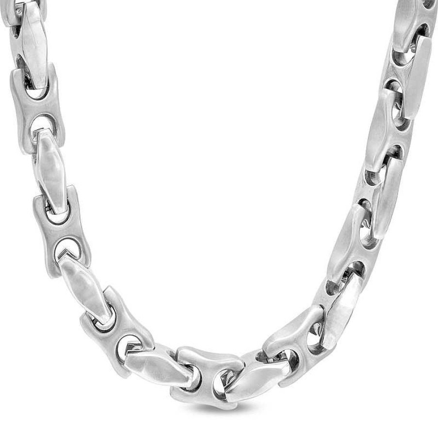 Zales Men'S Fancy Link Necklace In Stainless Steel - 24"" Necklaces