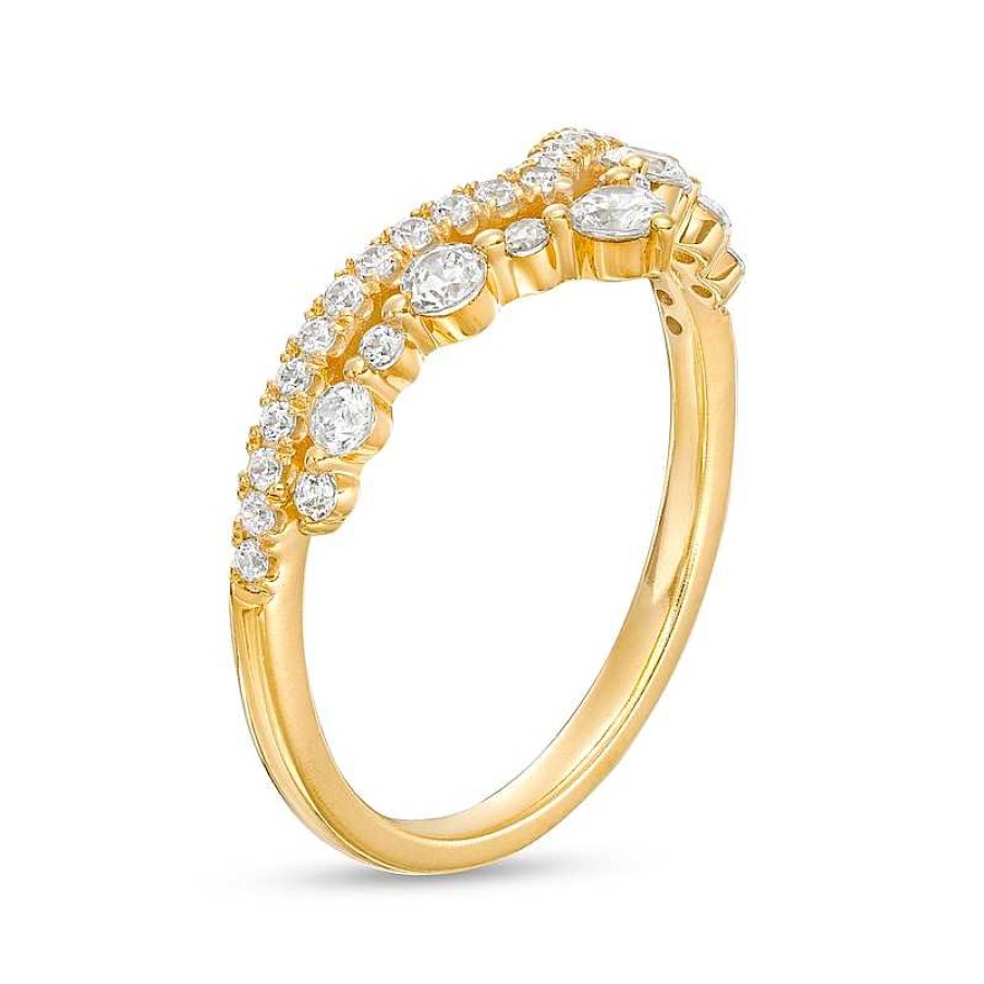 Zales 1/2 Ct. T.W. Diamond Crown Contour Double Row Anniversary Band In 14K Gold Rings