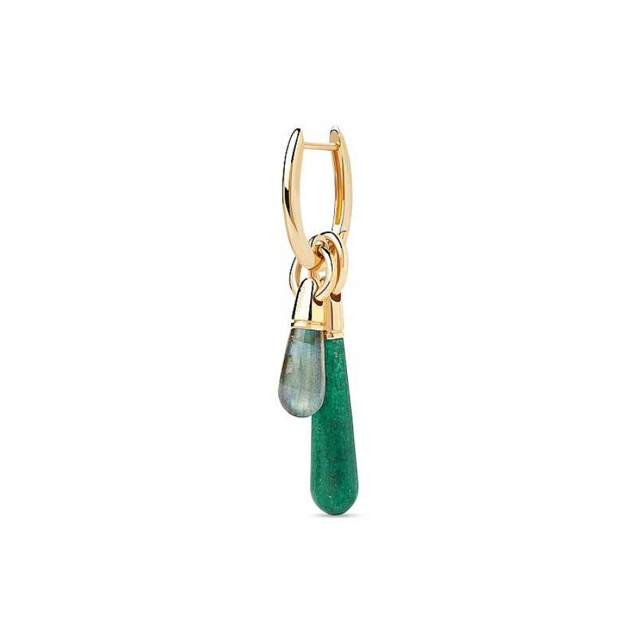 Zales Pdpaola At Zales Green Aventurine Medium Teardrop Hoop Earring And Necklace Charm In Sterling Silver And 18K Gold Plate Necklaces