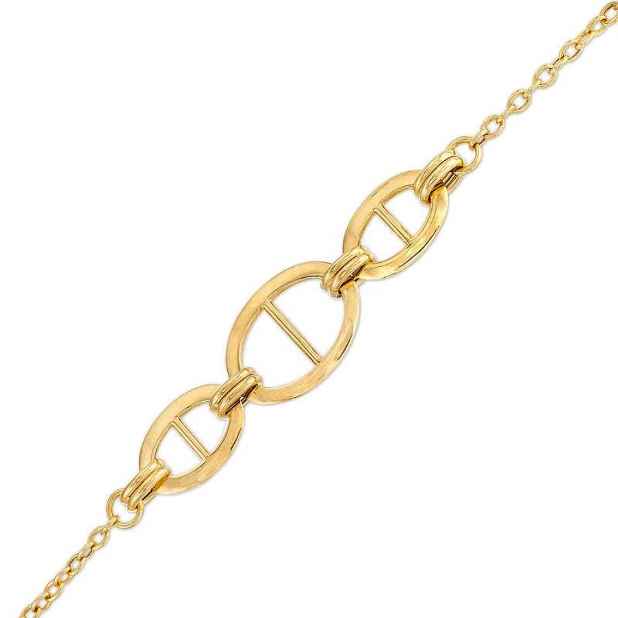 Zales Mariner-Style Link Trio Bracelet In 10K Gold 7.5" Bracelets