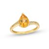 Zales Pear-Shaped Citrine And 1/15 Ct. T.W. Diamond Bypass Ring 10K Gold Rings