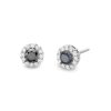 Zales 1/4 Ct. T.W. Black And White Diamond Frame Stud Earrings In 10K White Gold Earrings