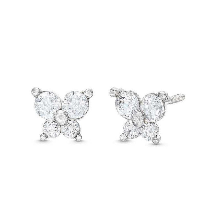 Zales Child'S Cubic Zirconia Butterfly Stud Earrings In 14K White Gold Earrings