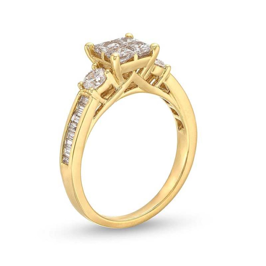 Zales 1-3/8 Ct. T.W. Quad Princess-Cut Diamond Channel Shank Engagement Ring In 14K Gold Rings