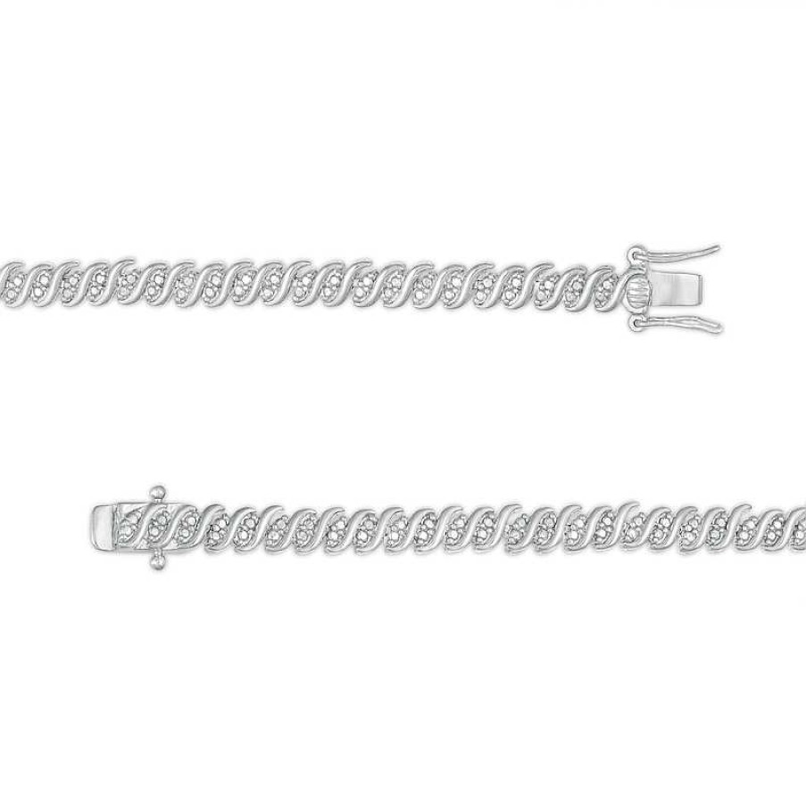 Zales 2 Ct. T.W. Diamond Duos Cascading Tennis-Style Necklace In Sterling Silver - 24" Necklaces