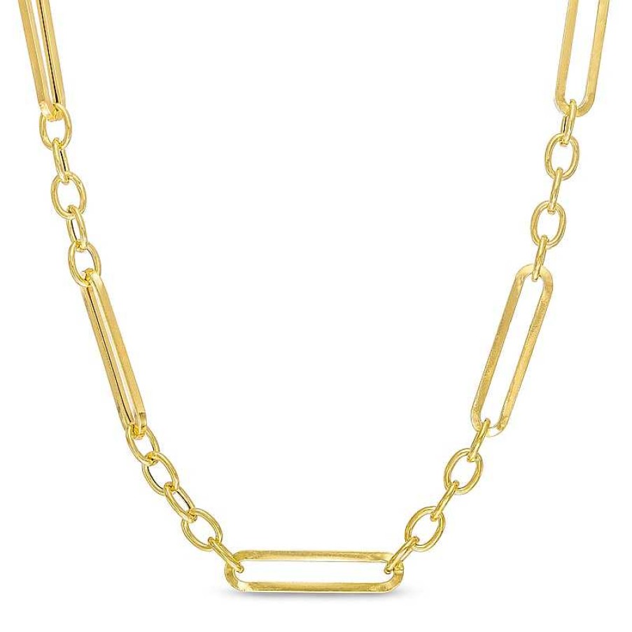 Zales Paper Clip Link And Rolo Chain Necklace In Hollow 10K Gold - 18" Necklaces