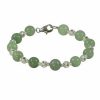 Zales Jade And Brilliance Bead Bracelet In Sterling Silver - 7.5" Bracelets