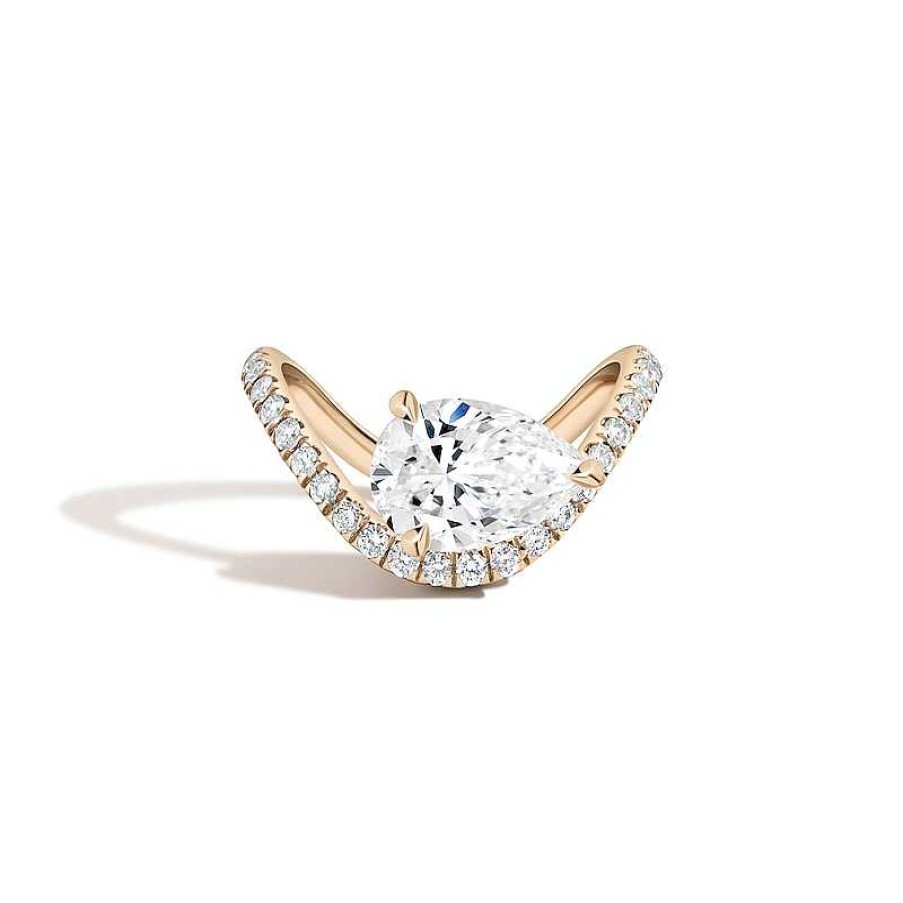 Zales Zales X Shahla 2-1/4 Ct. T.W. Certified Pear-Shaped Lab-Created Diamond Zaha Dip Pav Engagement Ring In 14K Gold Rings