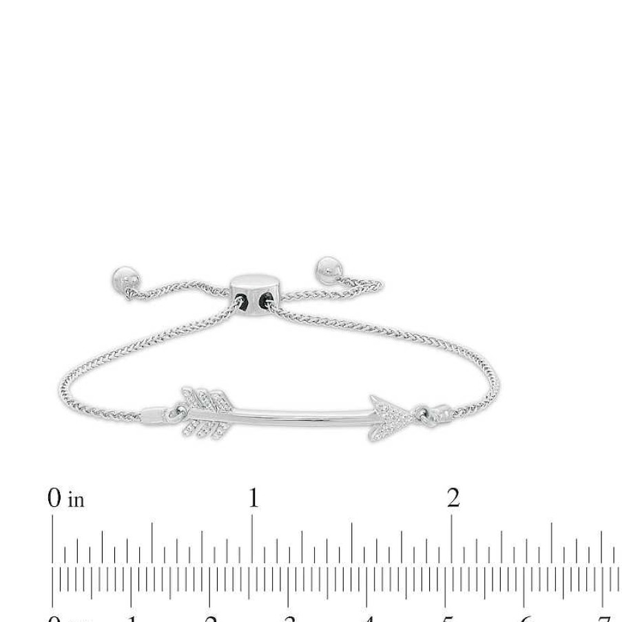 Zales 1/20 Ct. T.W. Diamond Arrow Bolo Bracelet In Sterling Silver - 9.5" Bracelets