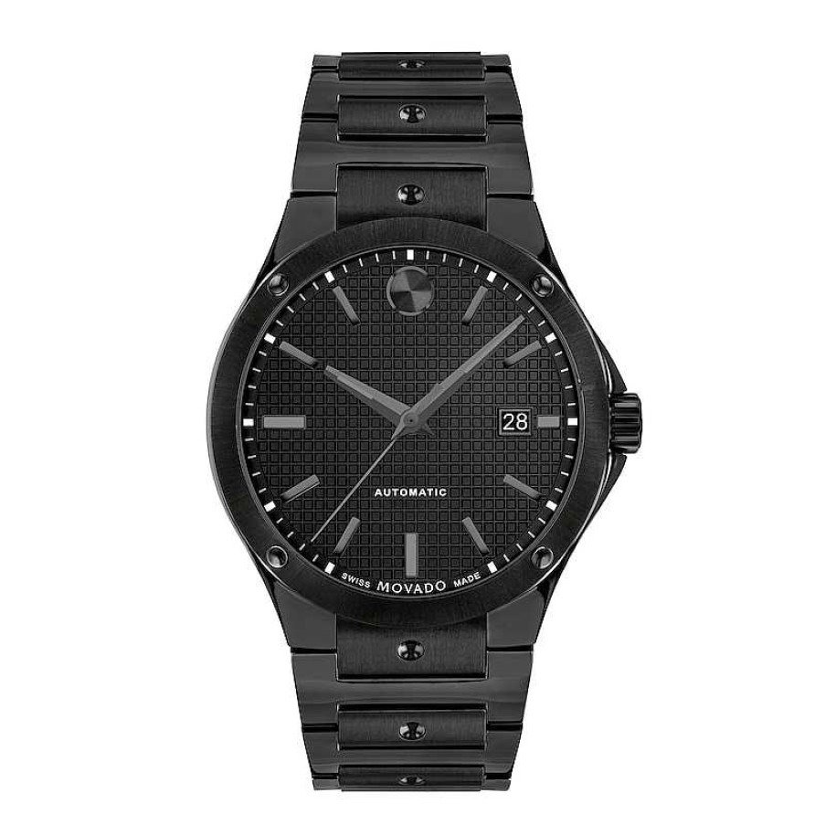 Movado Men'S Movado Se Black Pvd Automatic Watch With Geometric Black Dial And Date Window (Model: 0607809) Watches