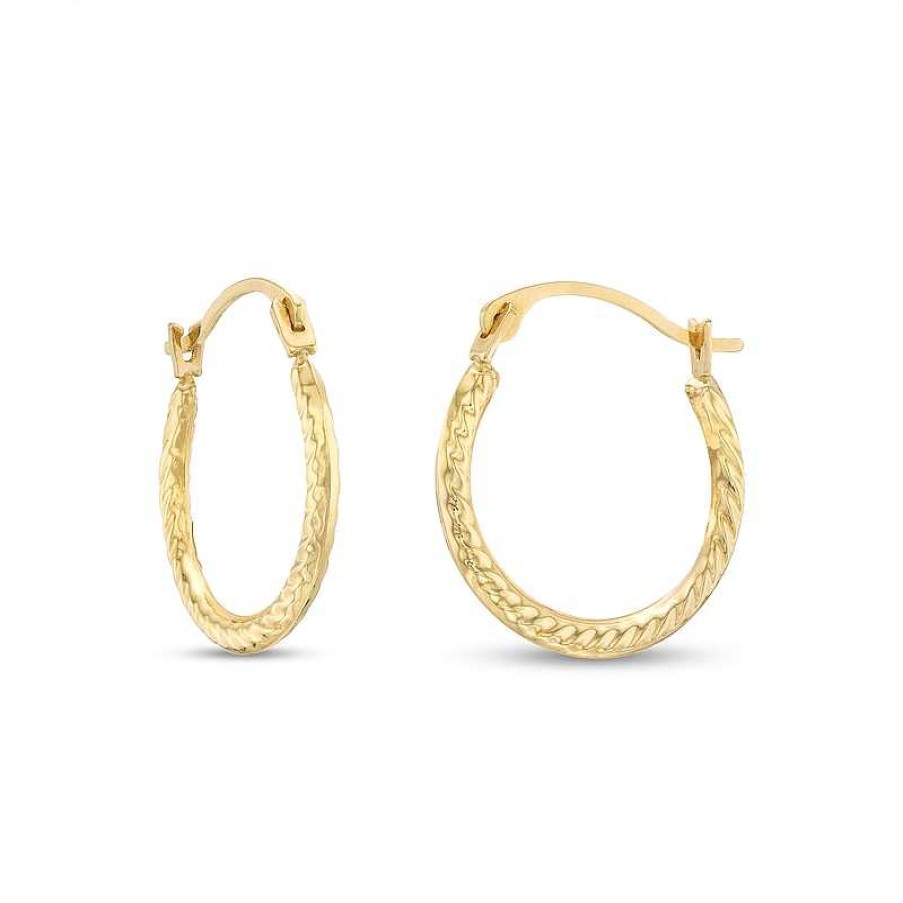 Zales Child'S 15.0Mm Rope Edge Hoop Earrings In Hollow 14K Gold Earrings