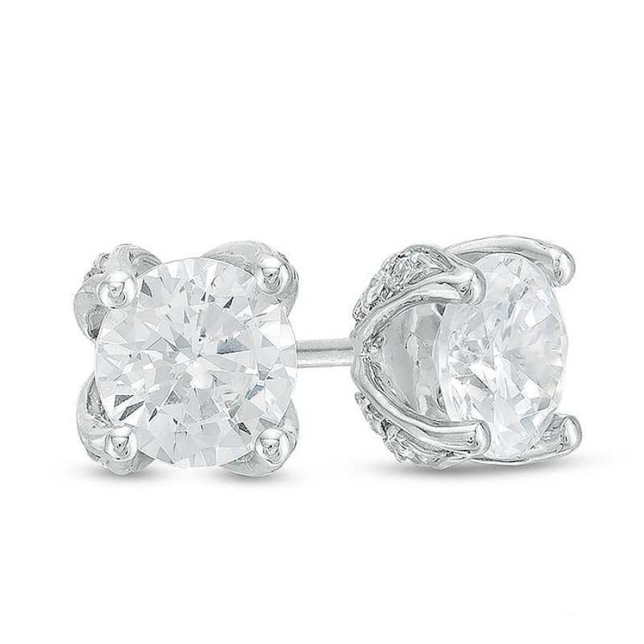 Zales 1 Ct. T.W. Certified Diamond Solitaire Stud Earrings In 14K White Gold (I/I2) Earrings