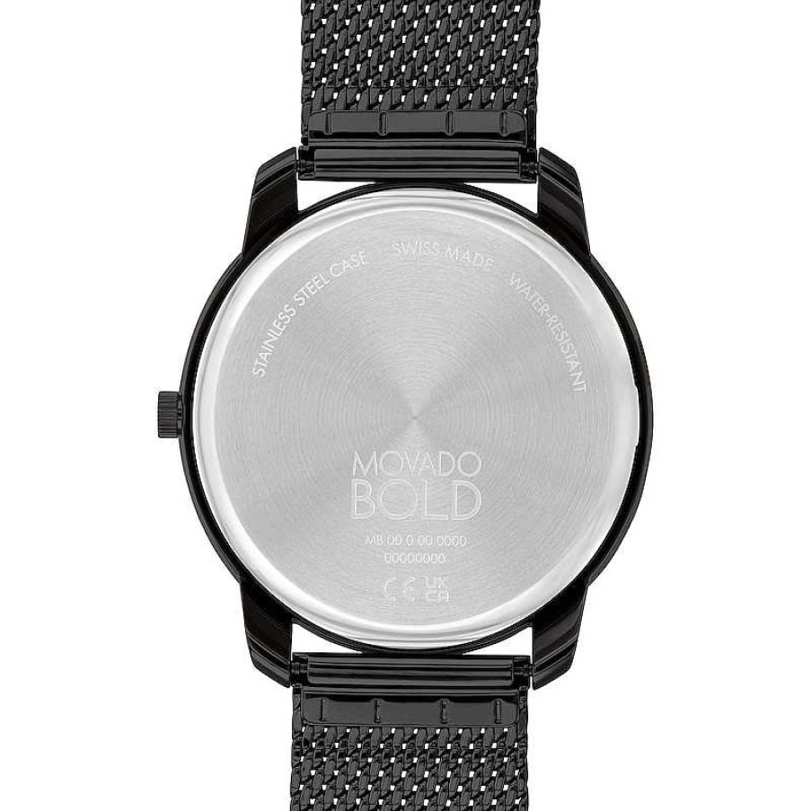 Movado Men'S Movado Bold® Thin Crystal Accent Black Ip Mesh Watch With Black Dial (Model: 3600904) Watches