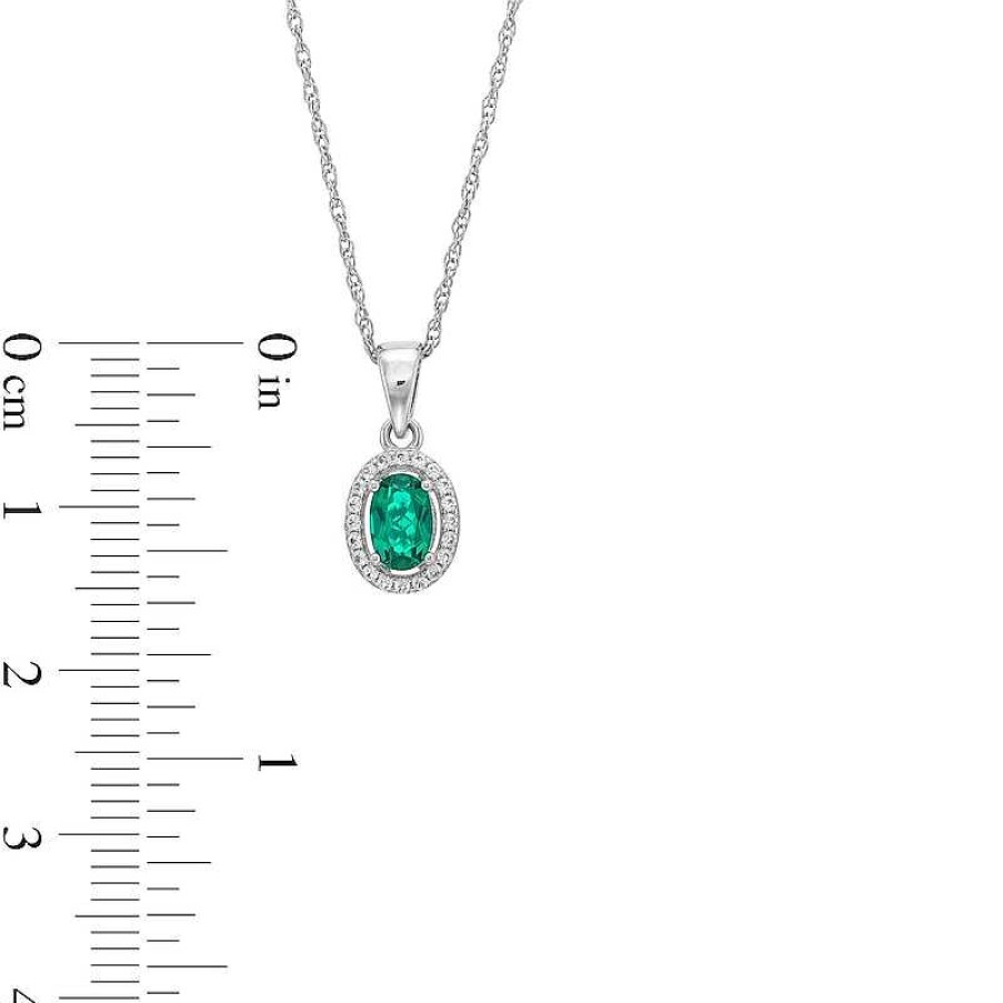 Zales Oval Lab-Created Emerald And White Lab-Created Sapphire Frame Pendant, Ring And Stud Earrings Set In Sterling Silver Earrings