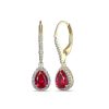 Zales Pear-Shaped Lab-Created Ruby And White Sapphire Frame Drop Earrings In Sterling Silver With 18K Gold Plate Earrings