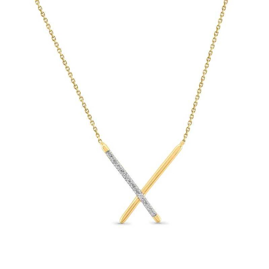 Zales 1/10 Ct. T.W. Diamond "X" Necklace In 10K Gold Necklaces