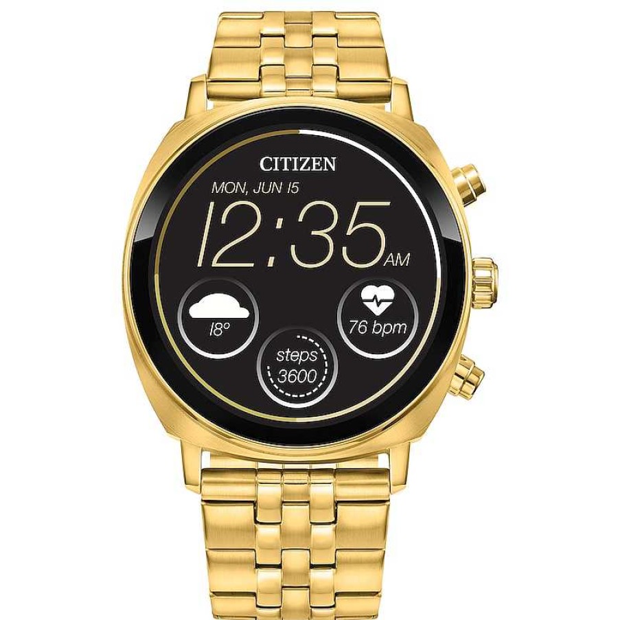 Citizen Citizen Cz Smart Pq2 Casual Gold-Tone Ip Digital Watch With Black Dial (Model: Mx1002-57X) Watches