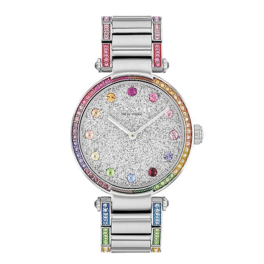 Coach Ladies' Coach Cary Multi-Colored Crystal Accent Watch With Silver-Tone Glitter Dial (Model: 14504270) Watches