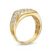 Zales Men'S 2 Ct. T.W. Certified Lab-Created Diamond Triple Row Squared Ring In 14K Gold (F/Si2) Rings