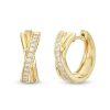 Zales 1/5 Ct. T.W. Diamond Double Row Criss-Cross Hoop Earrings In 10K Gold Earrings