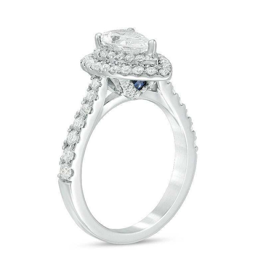 Zales Vera Wang Love Collection 1-3/4 Ct. T.W. Certified Pear-Shaped Diamond Frame Engagement Ring In 14K White Gold (I/Si2) Rings