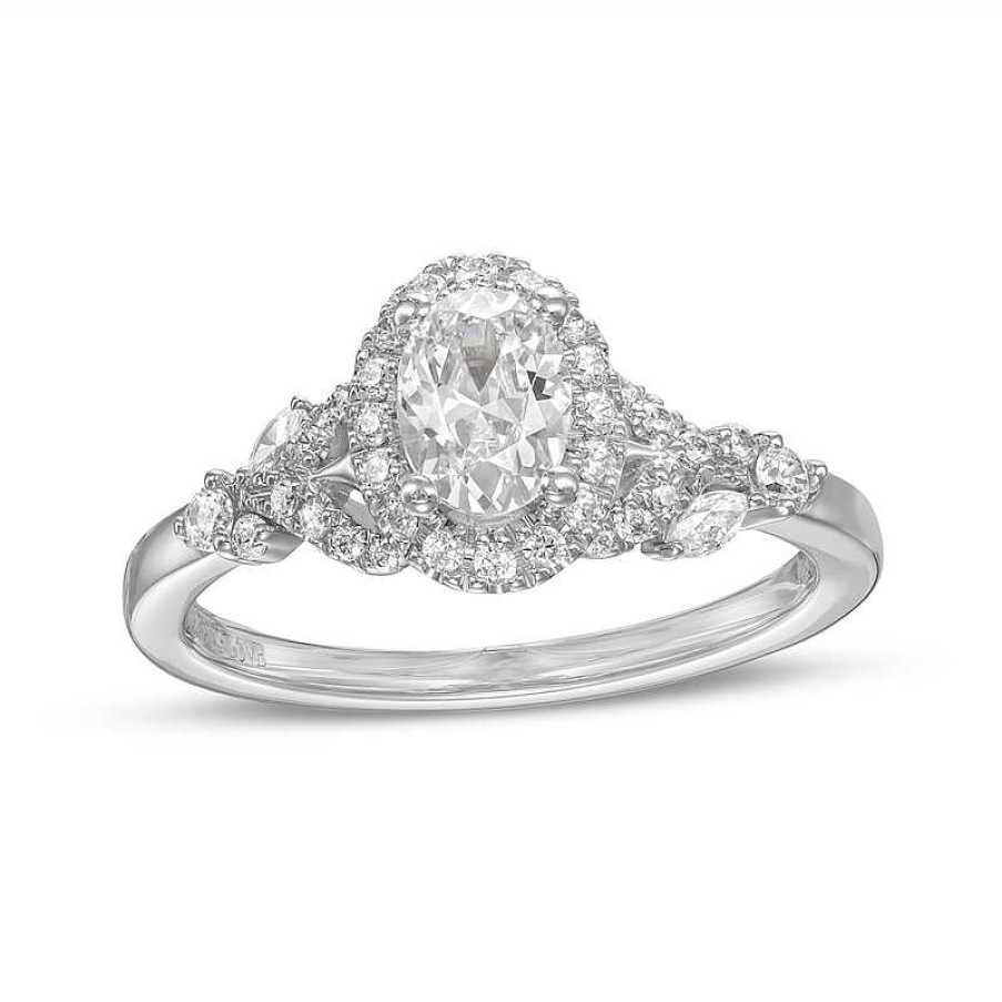 Zales Vera Wang Love Collection 3/4 Ct. T.W. Oval Diamond Frame Engagement Ring In 14K White Gold Rings