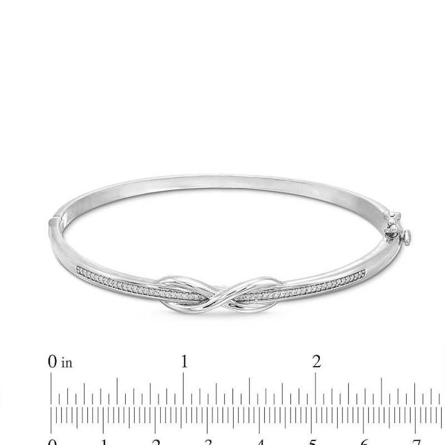 Zales 1/5 Ct. T.W. Diamond Infinity Overlay Bangle In Sterling Silver Bracelets