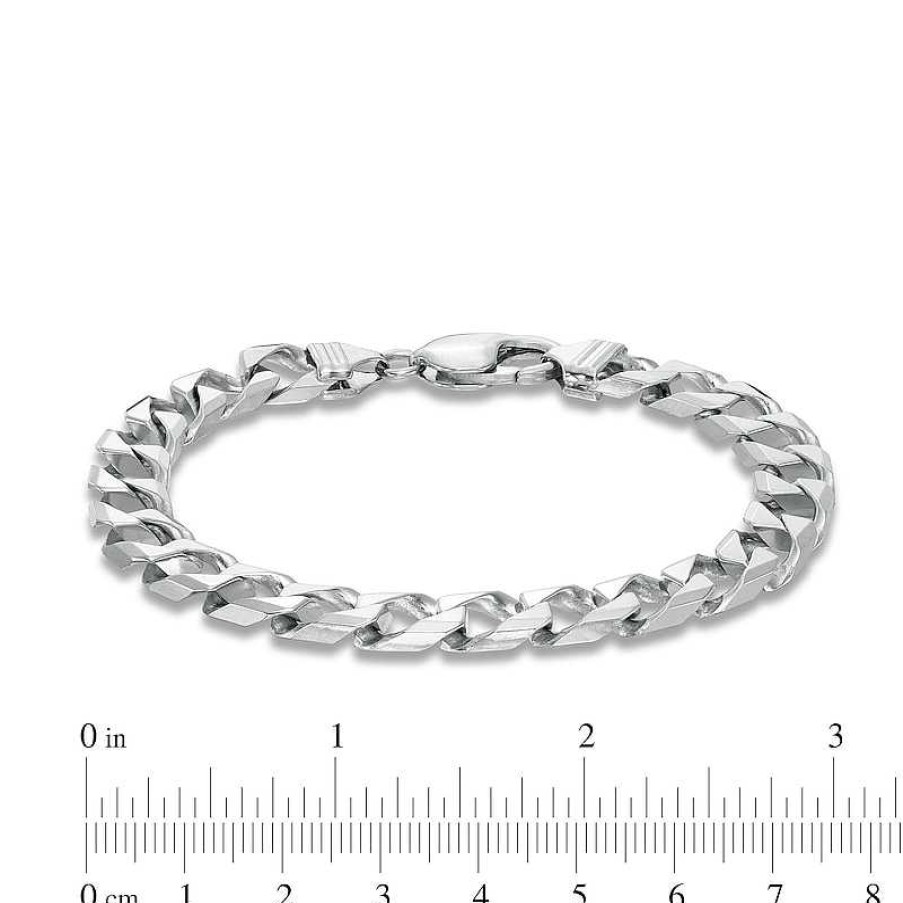 Zales 6.0Mm Diamond-Cut Curb Chain Bracelet In Solid Sterling Silver - 8.5" Bracelets