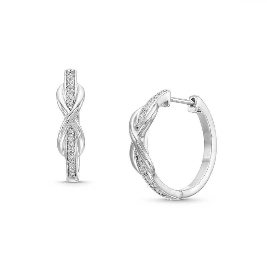 Zales 1/5 Ct. T.W. Diamond Infinity Overlay Hoop Earrings In Sterling Silver Earrings