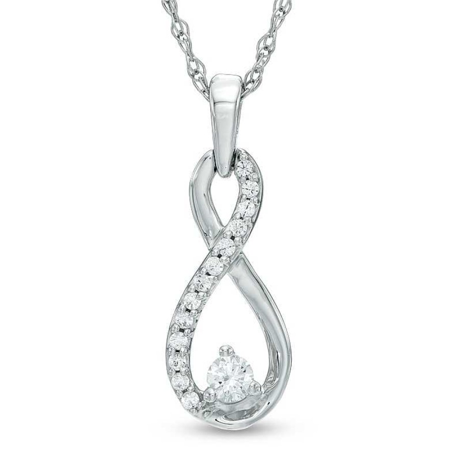 Zales 1/6 Ct. T.W. Diamond Infinity Pendant In 10K White Gold Necklaces