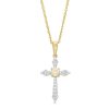 Zales 3.0Mm Opal And 1/15 Ct. T.W. Diamond Pointed Cross Pendant In 10K Gold Necklaces