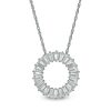 Zales Baguette White Lab-Created Sapphire Circle Pendant In Sterling Silver Necklaces