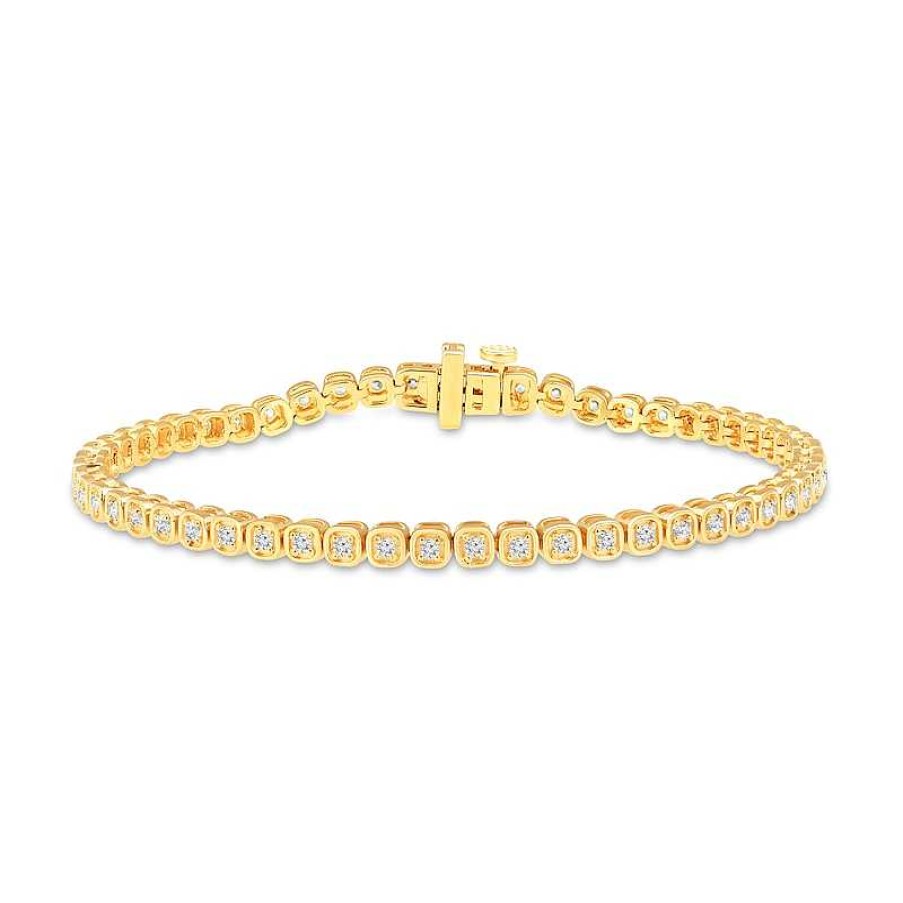 Zales 1 Ct. T.W. Diamond Cushion-Shaped Frame Tennis Bracelet In 10K Gold Bracelets