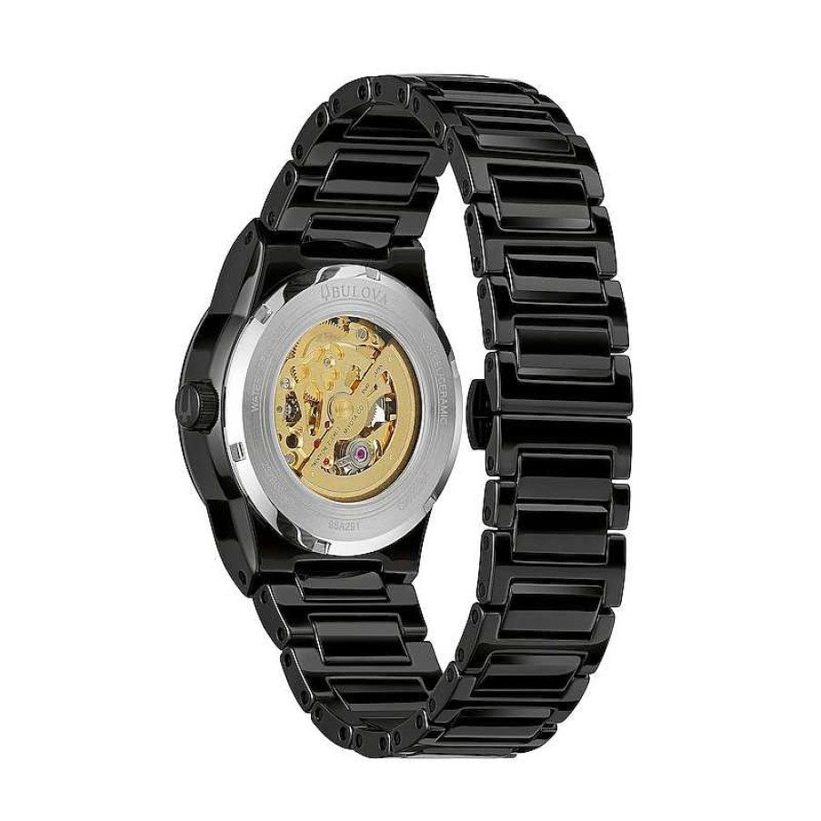 Bulova Men'S Bulova Modern Millenia Black Ip Automatic Ceramic Watch With Black Skeleton Dial (Model: 98A291) Watches