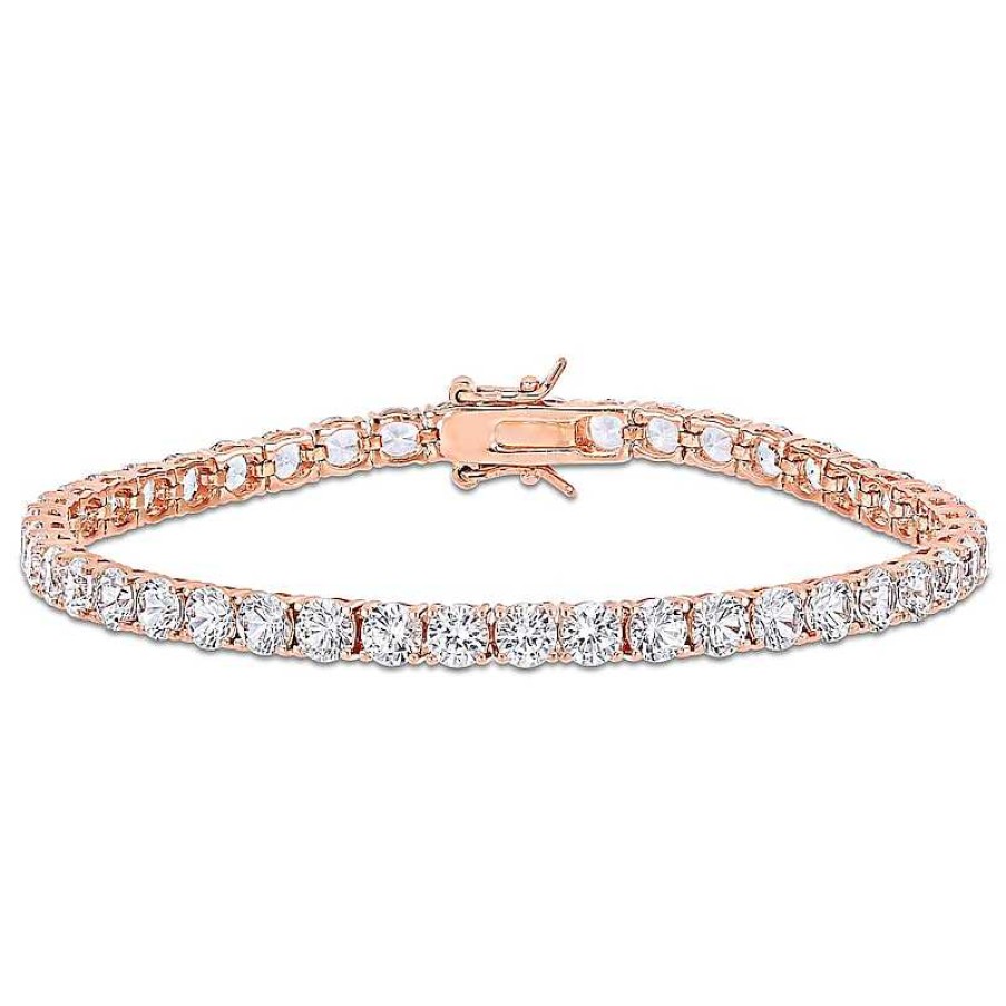 Zales 4.0Mm Lab-Created White Sapphire Tennis Bracelet In Sterling Silver With Rose Rhodium - 7.25" Bracelets