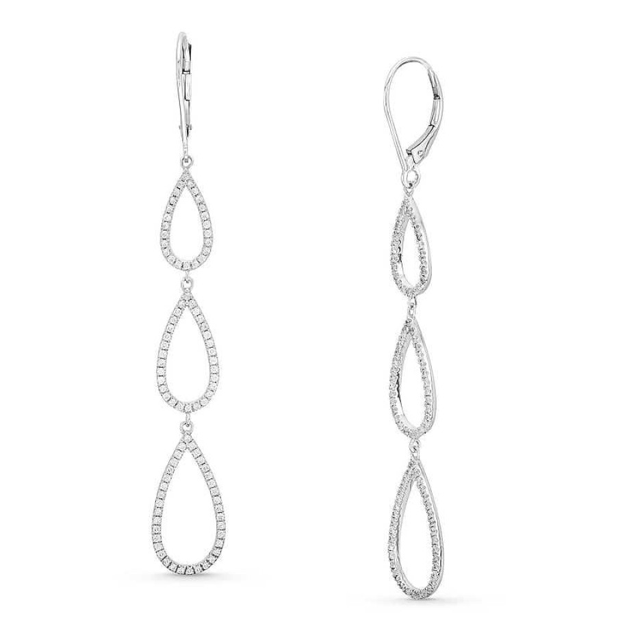 Zales 3/4 Ct. T.W. Diamond Open Triple Teardrop Dangle Drop Earrings In 10K White Gold Earrings