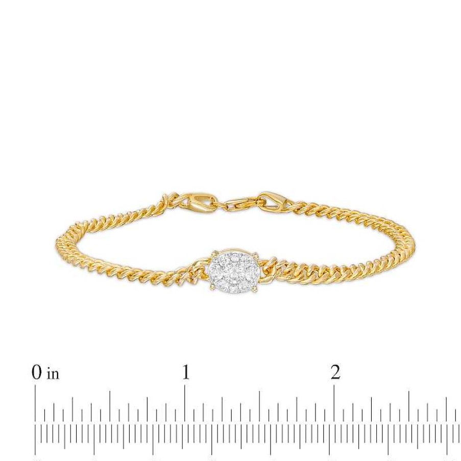 Zales 1/2 Ct. T.W. Oval-Shaped Multi-Diamond Bracelet In 10K Gold 7.25" Bracelets